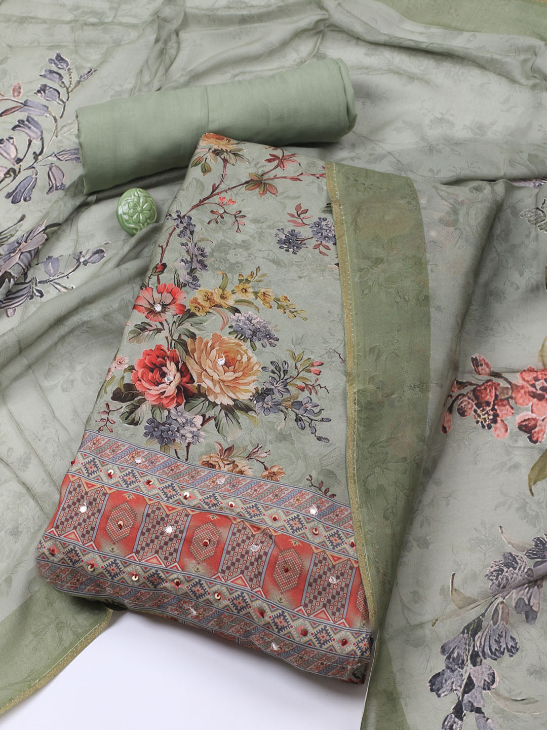 Printed Muslin Unstitched Suit With Dupatta