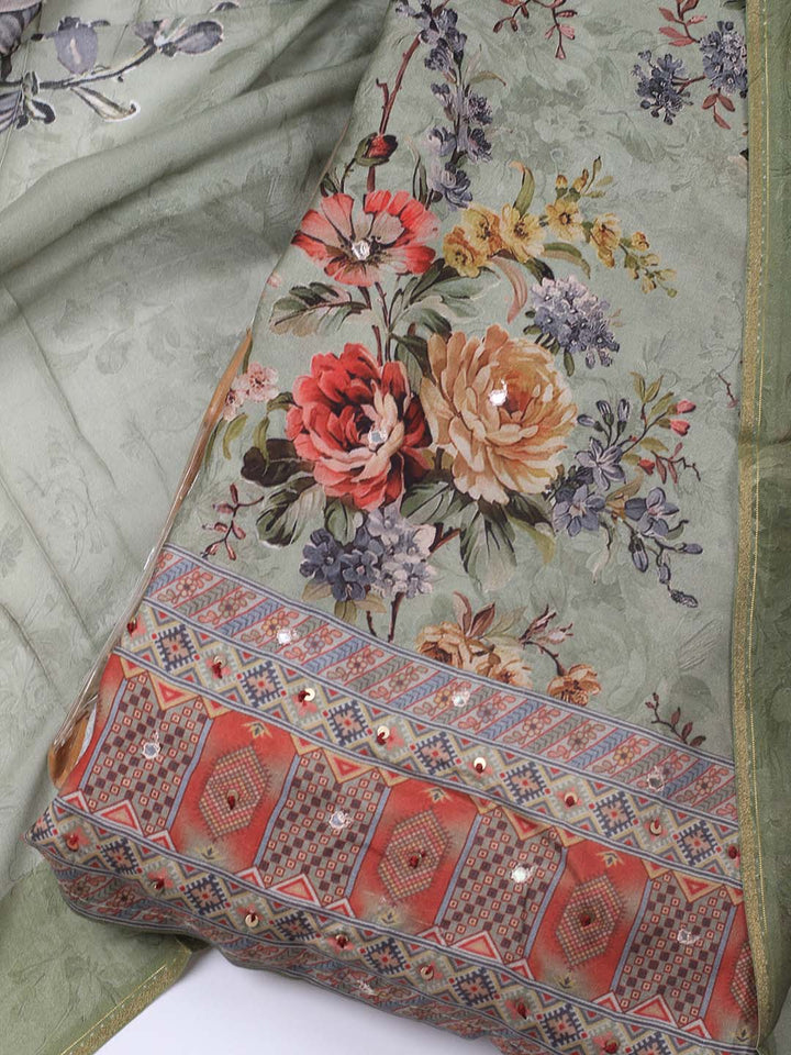 Printed Muslin Unstitched Suit With Dupatta