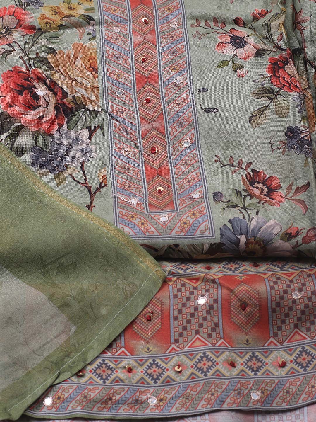 Printed Muslin Unstitched Suit With Dupatta