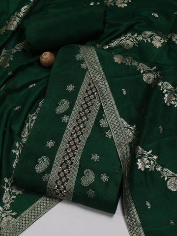 Neck Patti Woven Handloom Unstitched Suit Piece With Dupatta