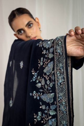 Thread Embroidered Georgette Unstitched Suit Piece With Dupatta