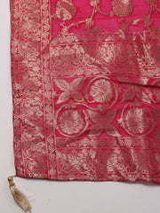 Neck Embroidered Chanderi Unstitched Suit Piece With Dupatta