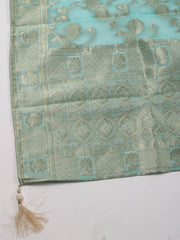 Neck Patti Woven Chanderi Unstitched Suit Piece With Dupatta