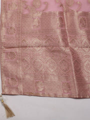 Neck Patti Woven Chanderi Unstitched Suit Piece With Dupatta