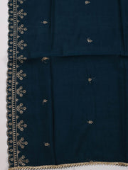 Neck Embroidered Chanderi Unstitched Suit Piece With Dupatta