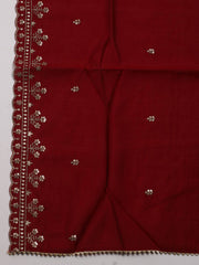 Neck Embroidered Chanderi Unstitched Suit Piece With Dupatta