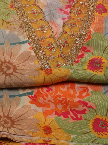 Floral Printed Muslin Unstitched Suit Piece With Dupatta