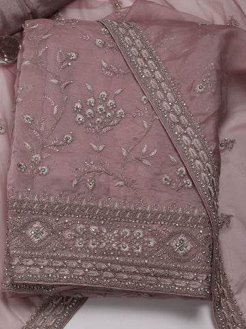 Jaal Embroidery Organza Unstitched Suit Piece With Dupatta