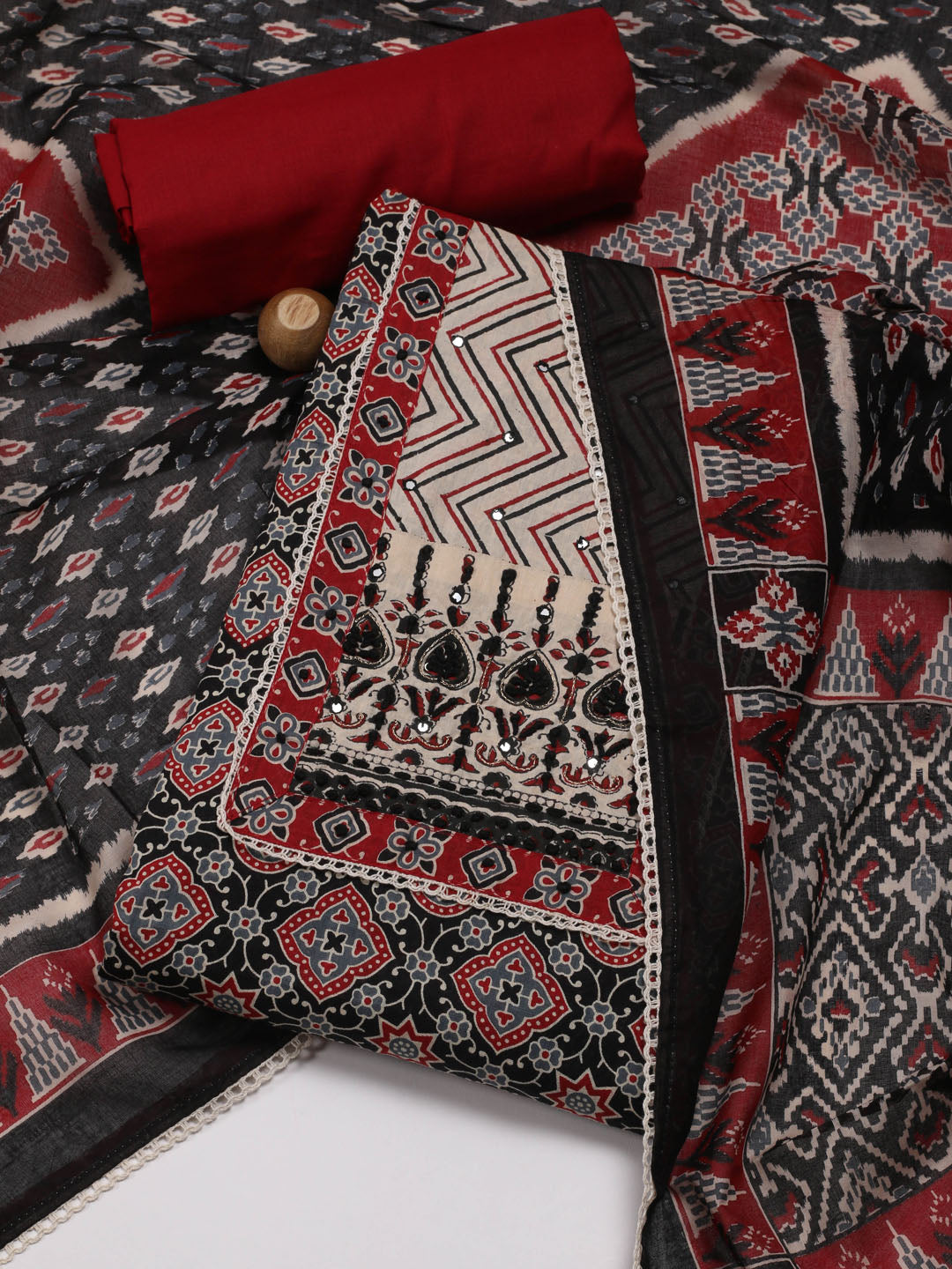 Printed Cotton Unstitched Suit Piece With Dupatta