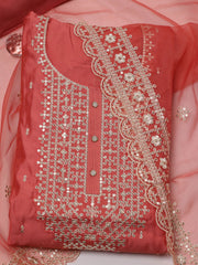 Neck With Ghera Chanderi Unstitched Suit Piece With Dupatta