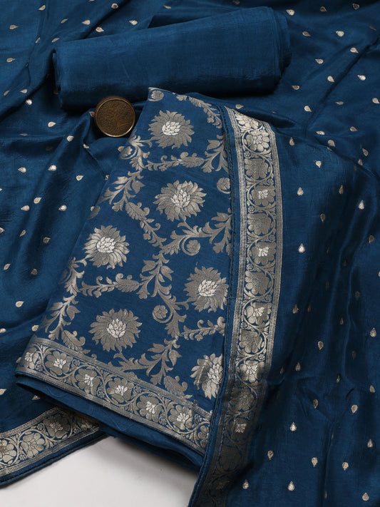 Woven Chanderi Unstitched Suit Piece With Dupatta