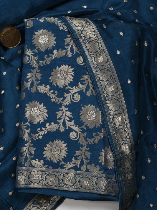 Woven Chanderi Unstitched Suit Piece With Dupatta