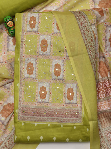 Schiffli Printed Cotton Unstitched Suit Piece With Dupatta