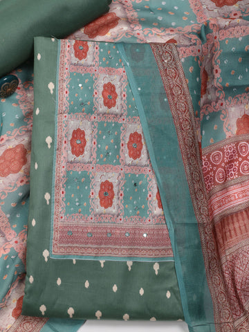 Schiffli Printed Cotton Unstitched Suit Piece With Dupatta