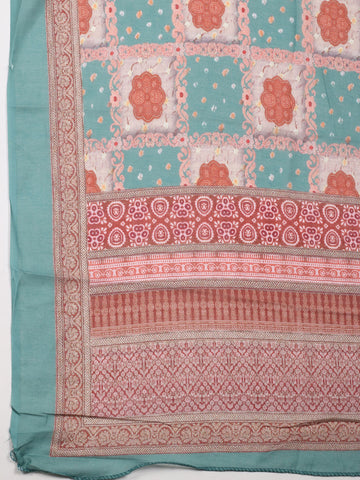 Schiffli Printed Cotton Unstitched Suit Piece With Dupatta