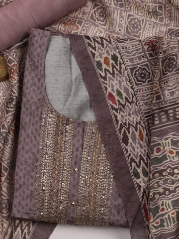 Printed Chanderi Unstitched Suit Piece With Dupatta