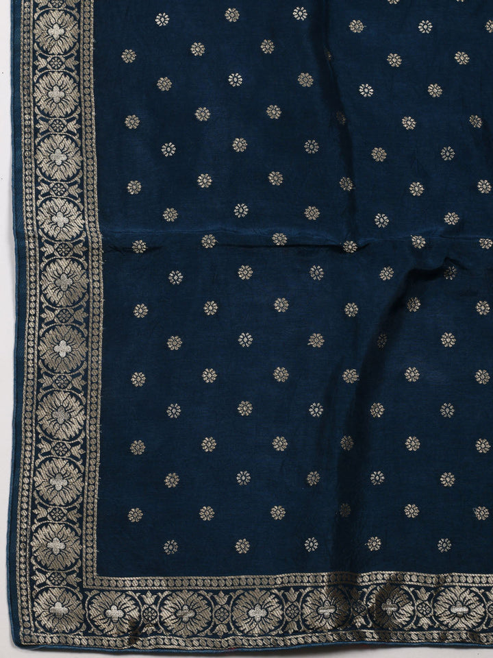 Woven Design Chanderi Unstitched Suit With Dupatta