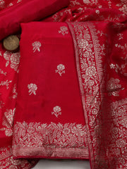 Woven Chanderi Unstitched Suit Piece With Dupatta