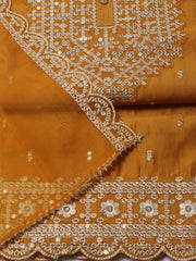 Neck With Ghera Chanderi Unstitched Suit Piece With Dupatta