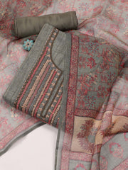 Neck Embroidered Chanderi Unstitched Suit Piece With Dupatta