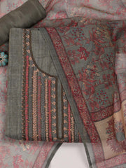 Neck Embroidered Chanderi Unstitched Suit Piece With Dupatta