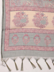 Neck Embroidered Chanderi Unstitched Suit Piece With Dupatta