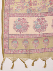Neck Embroidered Chanderi Unstitched Suit Piece With Dupatta
