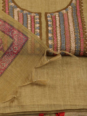 Neck Embroidered Chanderi Unstitched Suit Piece With Dupatta