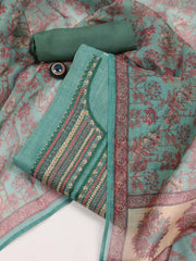 Neck Embroidered Chanderi Unstitched Suit Piece With Dupatta