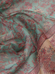 Neck Embroidered Chanderi Unstitched Suit Piece With Dupatta
