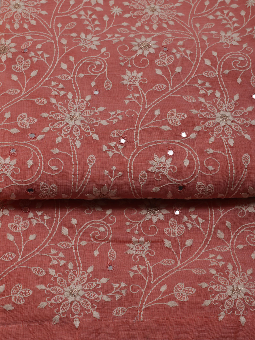 Embroidered Chanderi Unstitched Suit With Dupatta