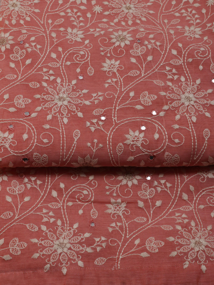 Embroidered Chanderi Unstitched Suit With Dupatta