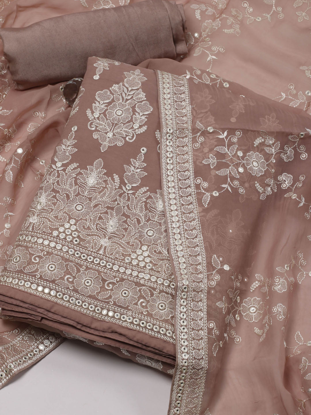 Embroidered Organza Unstitched Suit Piece With Dupatta