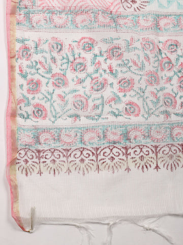 Schiffli Printed Cotton Unstitched Suit Piece With Dupatta