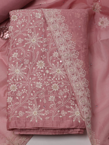 All Over Embroidery Chanderi Unstitched Suit Piece With Dupatta
