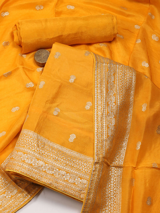 Woven Chanderi Unstitched Suit Piece With Dupatta