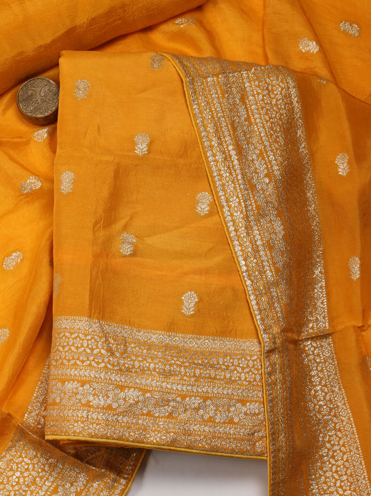 Woven Chanderi Unstitched Suit Piece With Dupatta