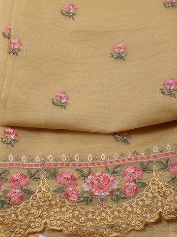 Embroidered Organza Unstitched Suit Piece With Dupatta