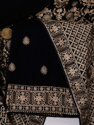 Booti Embroidered Velvet Unstitched Suit Piece With Dupatta