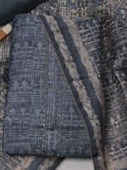 Neck Patti Printed Chanderi Unstitched Suit Piece With Dupatta