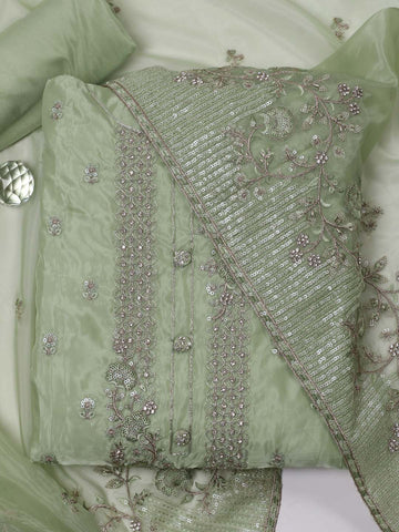 Embroidered Organza Unstitched Suit Piece With Dupatta