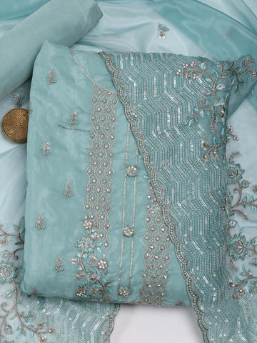 Embroidered Organza Unstitched Suit Piece With Dupatta