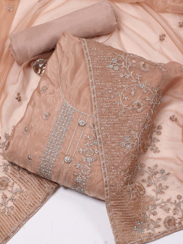 Embroidered Organza Unstitched Suit Piece With Dupatta