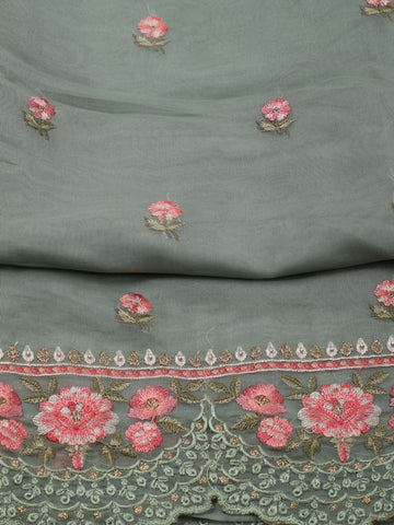 Embroidered Organza Unstitched Suit Piece With Dupatta