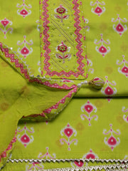 Neck Patti Printed Cotton Unstitched Suit Piece With Dupatta