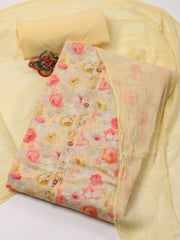 Neck Patti Printed Cotton Unstitched Suit Piece With Dupatta