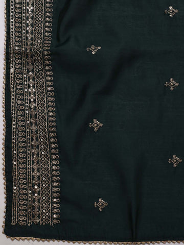 Neck Embroidered Chanderi Unstitched Suit Piece With Dupatta