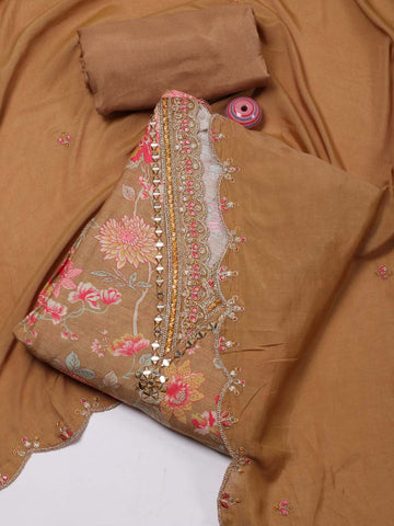 Neck Embroidered Muslin Unstitched Suit Piece With Dupatta