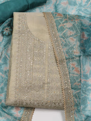 Neck Embroidery Tissue Unstitched Suit Piece With Dupatta