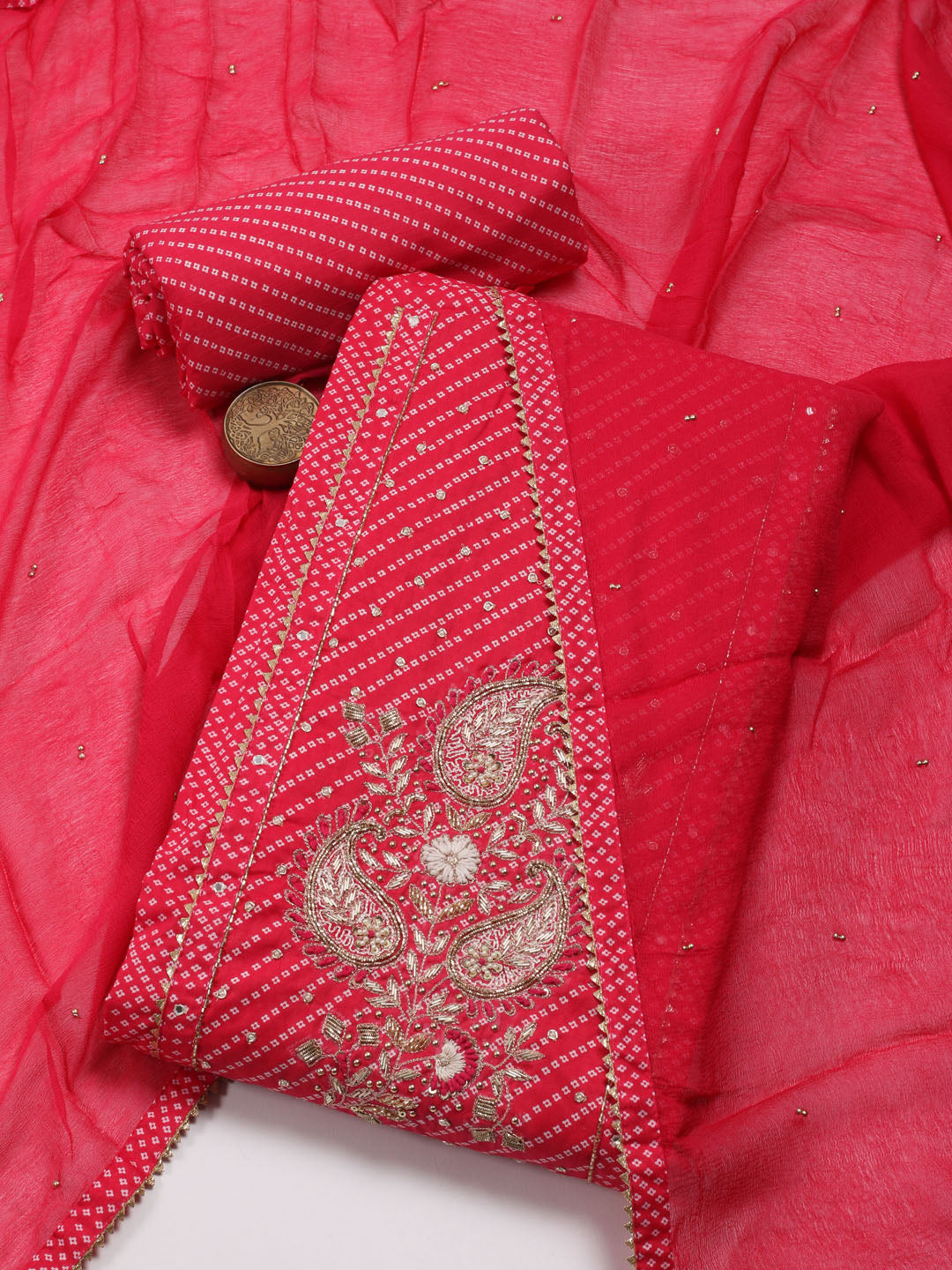 Printed Cotton Unstitched Suit Piece With Dupatta